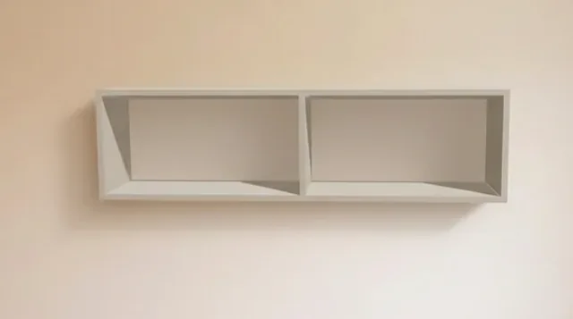 Полка навесная 1000 × 300 × 250 мм, две секции, ЛДСП «Кашемир серый» — визуализация в детской